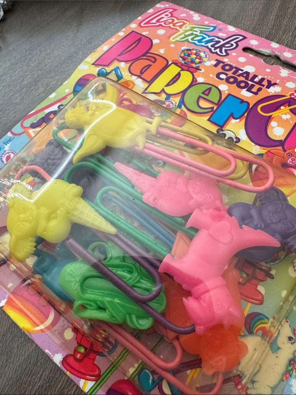New old Stock Vintage Lisa Frank Rainbow Paper Clips - Bright Multicolor Shapes